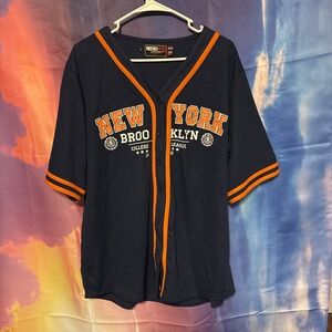 Retro Fox New York Brooklyn College League Blue Orange Jersey Men's Large